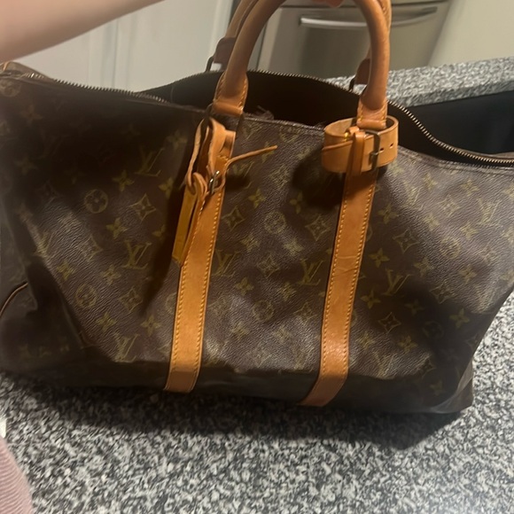 LOUIS VUITTON MONOGRAM KEEPALL 50 Vintage w/Luggage Tag with faults - Picture 5 of 17